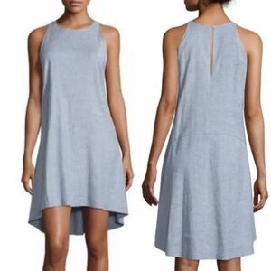 Theory Adlerdale Linen Blend Shift Dress Sz 0 (XS) Light Blue Tierra Wash Preppy